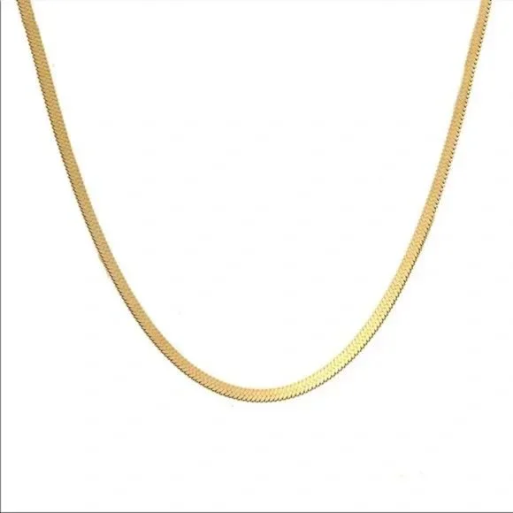 18” NEW GOLD HERRINGBONE SNAKE LINK CHAIN NECKLACE, NICE NECKLACE, CUTE NECKLACE - Picture 6 of 7